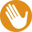 This is an orange hand icon. 